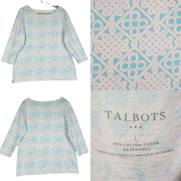 Talbots Tunic Top Plus Size Large L Women’s Popover Blouse Stretch Blue - Picture 1 of 8